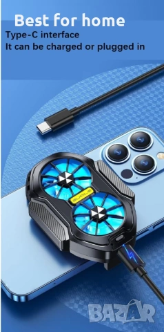 FS01 Мощен охладител за смартфон с двоен вентилатор – за Гейминг, 300mAh батерия, iOS & Android, снимка 8 - Селфи стикове, аксесоари - 53212190