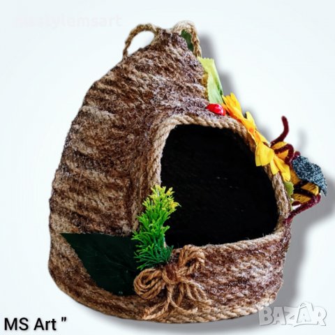 Декоративен пчелен кошер от конопено въже ', снимка 4 - Градински мебели, декорация  - 37659333