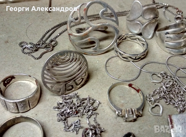 КОЛЕДНА РАЗПРОДАЖБА - Лот СРЕБЪРНИ БИЖУТА 83гр СРЕБРО 925 Пръстен Кръст Обеци Колие Гривна Медальон, снимка 13 - Бижутерийни комплекти - 51692522