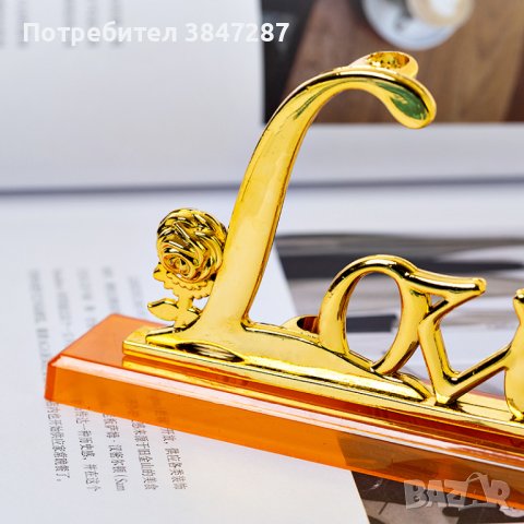 Преспапие Love и златна роза, снимка 2 - Други - 44157566