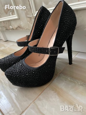 Официални черни обувки на ток , снимка 1 - Дамски обувки на ток - 40339309