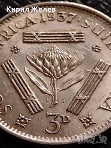 СРЕБЪРНА МОНЕТА 3 пенса 1937г. Южна Африка крал Джордж шести УНИКАТ 26814, снимка 5 - Нумизматика и бонистика - 40212428