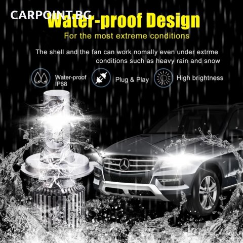 КОМПЛЕКТ LED ЛЕД ДИОДНИ КРУШКИ ЗА ФАР R9 MINI AMIO H4 H/L 50W – 10800LM 6000K COOL WHITE НАД 200% , снимка 1