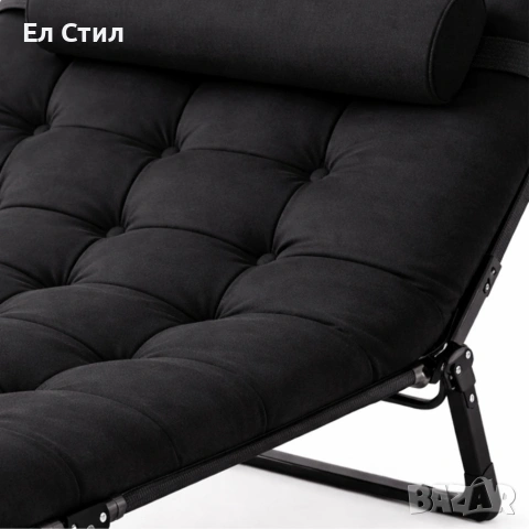 Сгъваемо къмпинг легло и градински шезлонг 2в1, с мек матрак и възглавница, снимка 6 - Градински мебели, декорация  - 53928153