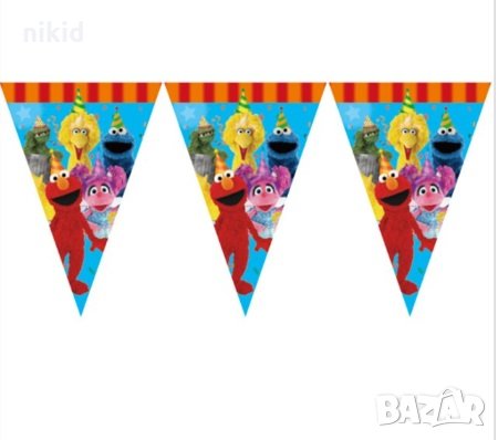  Улица Сезам Бисквитено чудовище Muppet Cookie Monster 10 бр Парти Гирлянд Знаменца Флаг Банер