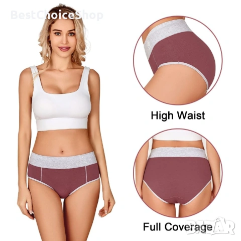 5бр. Дамско памучни бельо BibiMeow бикини висока талия 5бр. пакет, снимка 3 - Бельо - 53091215