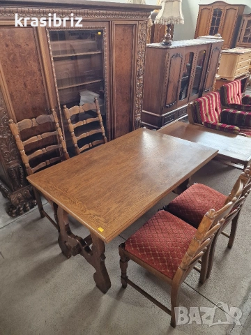 К-т Масивна Трапезна Разтегателна Маса и 4 броя Стола-внос от Германия!, снимка 2 - Маси - 53902418