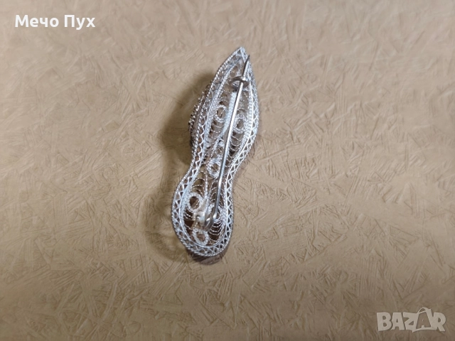 Сребърна брошка филигран - Пантофка (13), снимка 3 - Други - 52251067