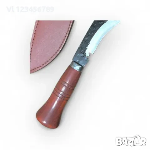 ковано кукри с дървена дръжка и кожена кания - 35.5 см, снимка 2 - Ножове - 50675815
