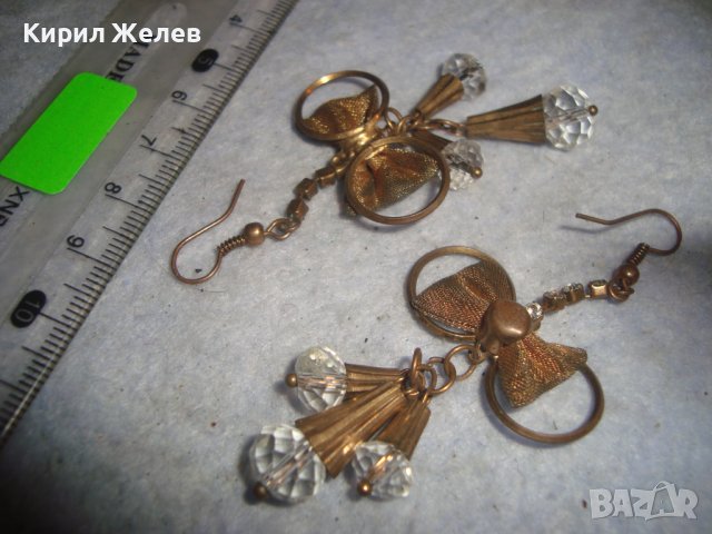 ЗЛАТИСТИ АР НУВО СТИЛ КРИСТАЛНИ РЕТРО АРТ ОБЕЦИ - ПАНДЕЛКИ 1793, снимка 4 - Обеци - 36596887