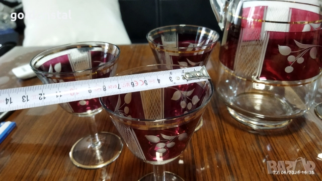 Стари стъклени чаши с кана , снимка 7 - Антикварни и старинни предмети - 52941359