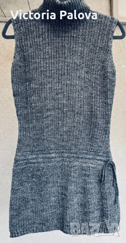 Луксозна плетена рокля-пуловер с поло яка Италия, снимка 3 - Рокли - 52969719