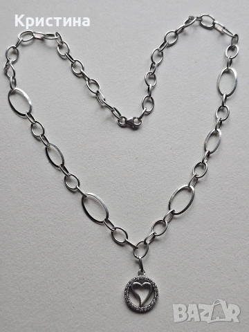Красиво сребърно колие, снимка 3 - Колиета, медальони, синджири - 53906027