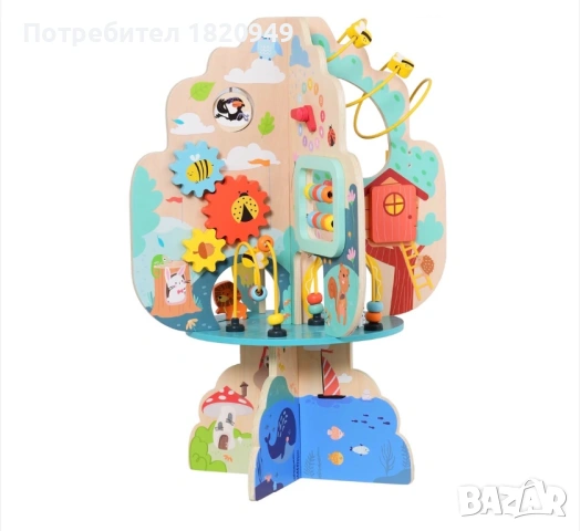 Дървена игра с 8 различни активности - дърво MoniToys