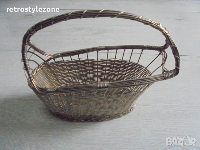 № 8406 Стара метална поставка за бутилка тип „кошница“ , снимка 3 - Други ценни предмети - 52775779