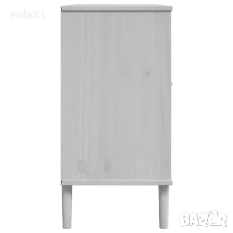 vidaXL Сайдборд "SENJA", ратанова визия, бял, 112x40x80 см, бор масив, снимка 7 - Бюфети - 56147320