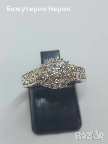 Сребърен пръстен с циркони, снимка 2 - Пръстени - 42757088