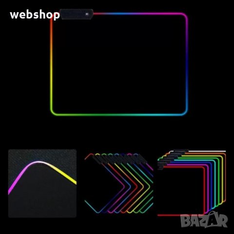Светеща  RGB Гейминг подложка за мишка , снимка 6 - Клавиатури и мишки - 34078230