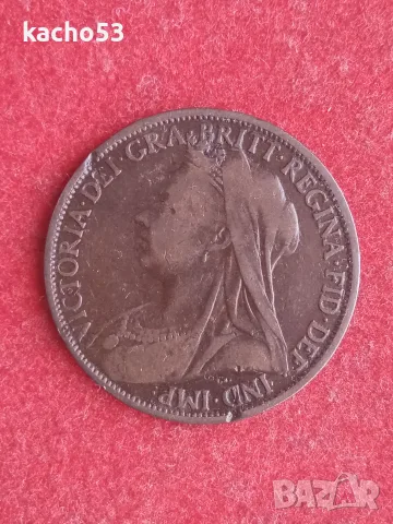 1 пени 1900 г. Великобритания., снимка 2 - Нумизматика и бонистика - 55738233