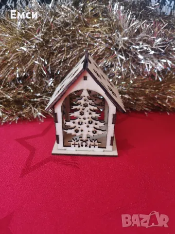 къщичка, фенер, елха, висулки, топки за елха. , снимка 5 - Сувенири от дърво - 48232115