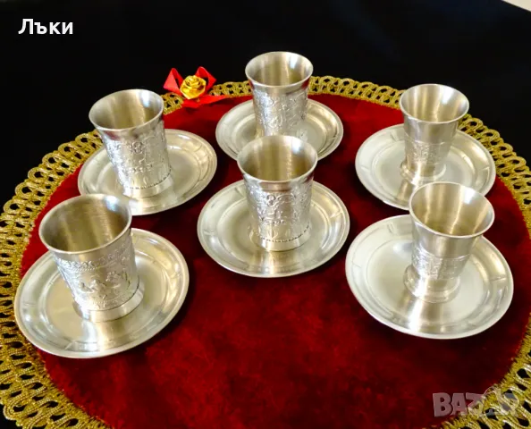 Чаша от калай с ефектна дръжка. , снимка 7 - Антикварни и старинни предмети - 48705255