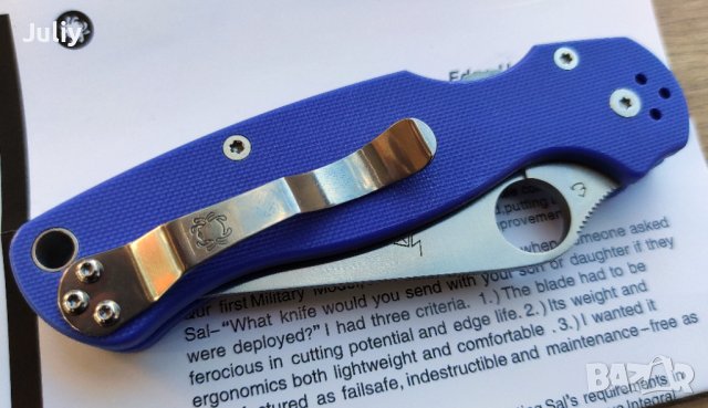 Сгъваем нож Spyderco  Paramilitary, снимка 11 - Ножове - 40377095