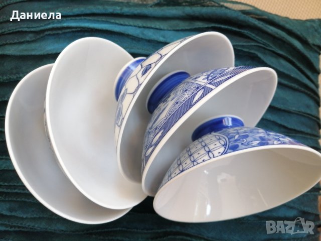 Китайски порцелан в син цвят - 5 броя, снимка 7 - Сервизи - 42930047