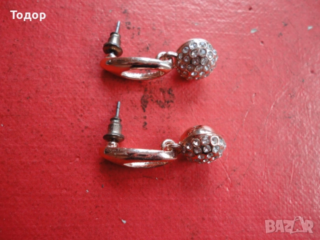 Позлатени обеци обици с камъни 3, снимка 2 - Обеци - 54088816