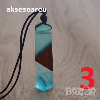 Нова мода дървено бижу дървена висулка смола колие за мъже и жени бижута плетено въже подарък ланец , снимка 5 - Колиета, медальони, синджири - 38359082