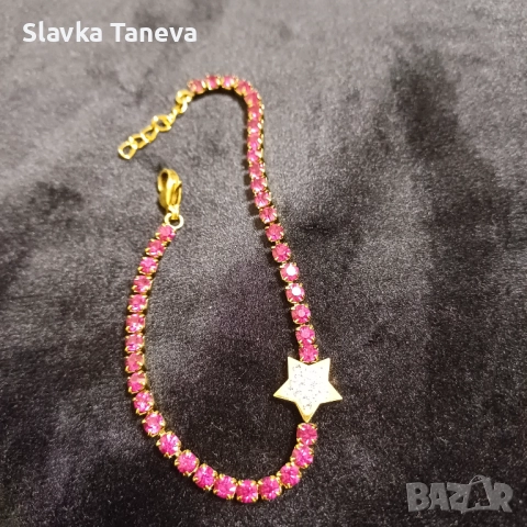 Стоманена гривна, цирконии, звезда