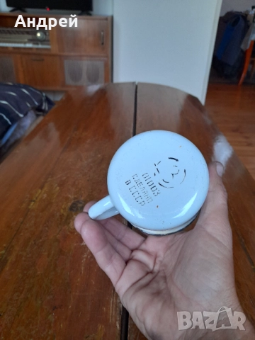 Старо емайлирано канче,чаша #14, снимка 6 - Други ценни предмети - 52202771