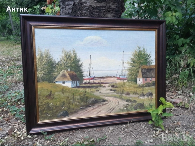 Красива Стара Картина Живопис Маслени Бои на Платно, снимка 8 - Антикварни и старинни предмети - 52630680