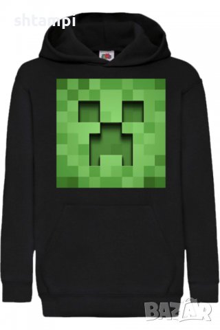 Детски Суитчър/Суитшърт Minecraft Creeper face 3,Minecraft,Игра,Подарък,Изненада,Забавление,Рожден Д