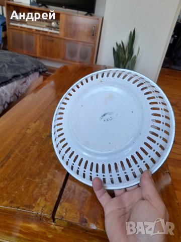 Стара емайлирана чиния,фруктиера #5, снимка 4 - Антикварни и старинни предмети - 37758845