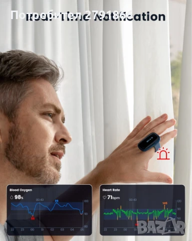 Wellue Oxylink Bluetooth пулсомер с аудио напомняне в безплатно приложение, снимка 4 - Други - 50633517