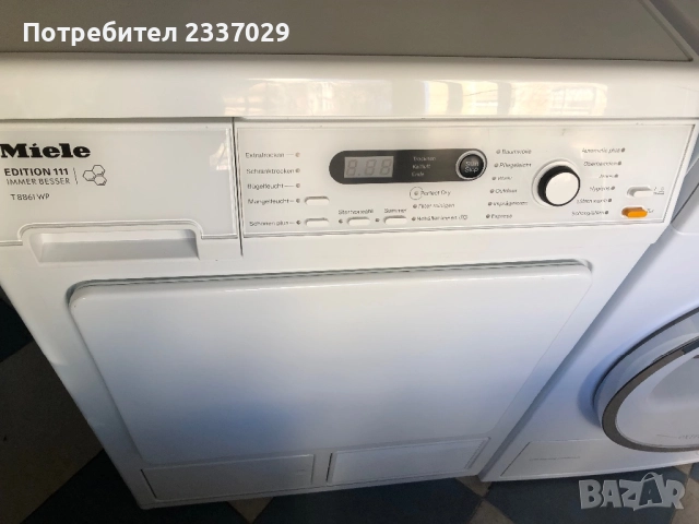 Сушилня:МиелеТ8861WP-едиш:111-8кг,обслужена-1год гаранция,термопомпа,дисплей,клас:А+++