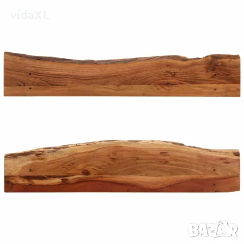 vidaXL Стенни рафтове, 2 бр, 110x20x18 см, акациево дърво масив, снимка 6 - Етажерки - 56147123