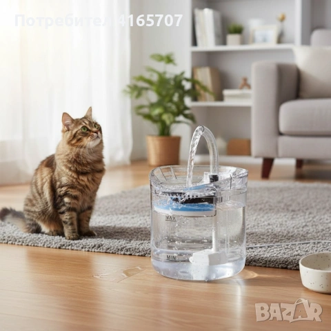 Автоматичен електрически фонтан с функция диспенсър за вода, за домашни любимци, снимка 6 - Други стоки за животни - 53371867