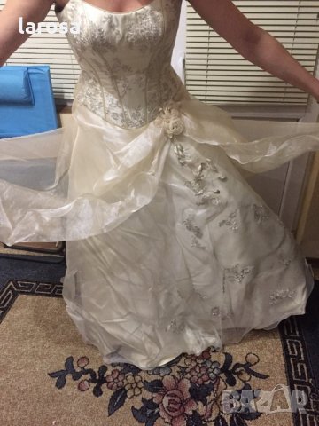 Сватбена,Булчинска(бална) рокля цвят шампанско, снимка 8 - Сватбени рокли - 29704443