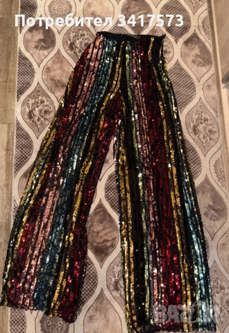 Дамски панталон на паети, снимка 3 - Панталони - 52333846