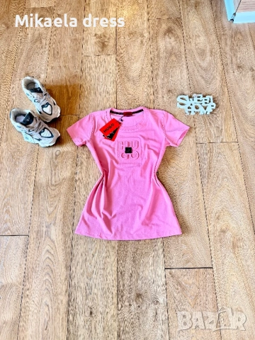 Суперсвежа ежедневна, пролетна памучна тениска от Hugo Boss в розово., снимка 2 - Тениски - 53882200