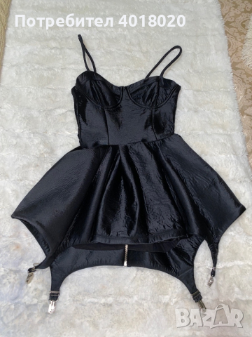 Черна мини рокля Replica-Moda XS, снимка 3 - Рокли - 44810844