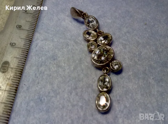 СКЪПОЦЕНЕН СРЕБЪРЕН ПЕНДАНТ РОДИРАНО СРЕБРО 925 с ЮВЕЛИРНО ФАСЕТИРАН МОЙСАНИТ ЧАСТ от КОМПЛЕКТ 38214, снимка 6 - Колиета, медальони, синджири - 50336033