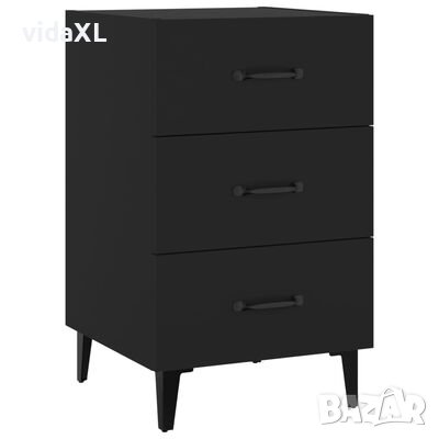 vidaXL Нощно шкафче, черно, 40x40x66 см, инженерно дърво（SKU:812078, снимка 1