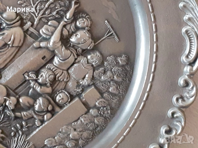 Чиния за стена, пано от калай Antik*Vintage #96, снимка 3 - Антикварни и старинни предмети - 52172467