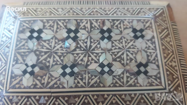 Стара дървена кутия за бижута седеф Интарзия, снимка 6 - Антикварни и старинни предмети - 50904191