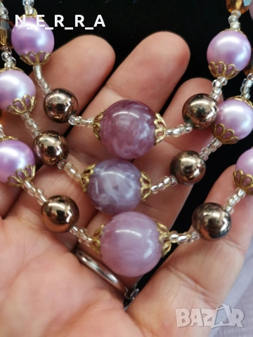 Тририреден ретро гердан, снимка 3 - Колиета, медальони, синджири - 54088135