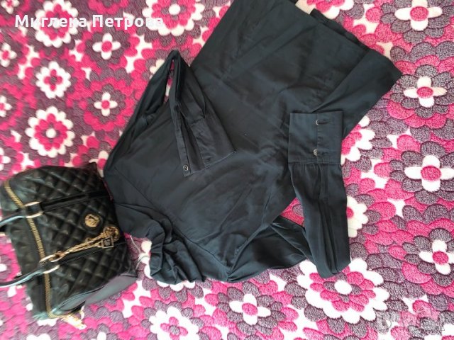 Черна риза с яка, снимка 2 - Ризи - 24988402