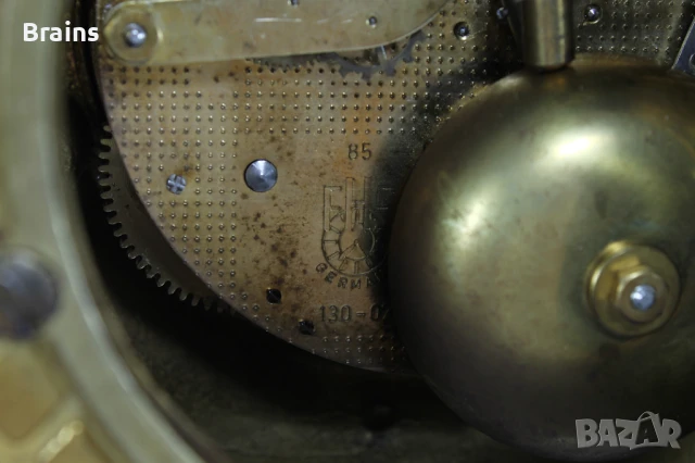 Немски Каминен Механичен Часовник Месингов С Орнаменти, снимка 10 - Антикварни и старинни предмети - 51394258