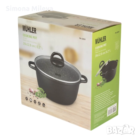 Тенджера Muhler Hanna MR-285M NEW 28x12.6cm, 6.2L, лят алуминий, снимка 2 - Други стоки за дома - 52384857